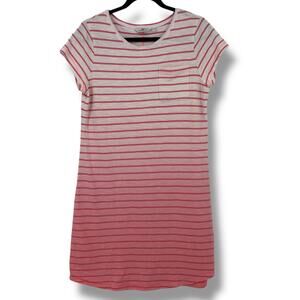 Vineyard Vines Surftee Pink White Striped Shirt Dress Women's Size Small Pocket